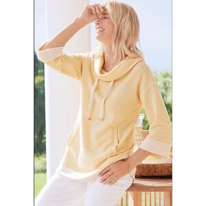 Soft Surroundings Womens Santorini‎ Shores Cowl Neck Terry Fabric Size L Beachy